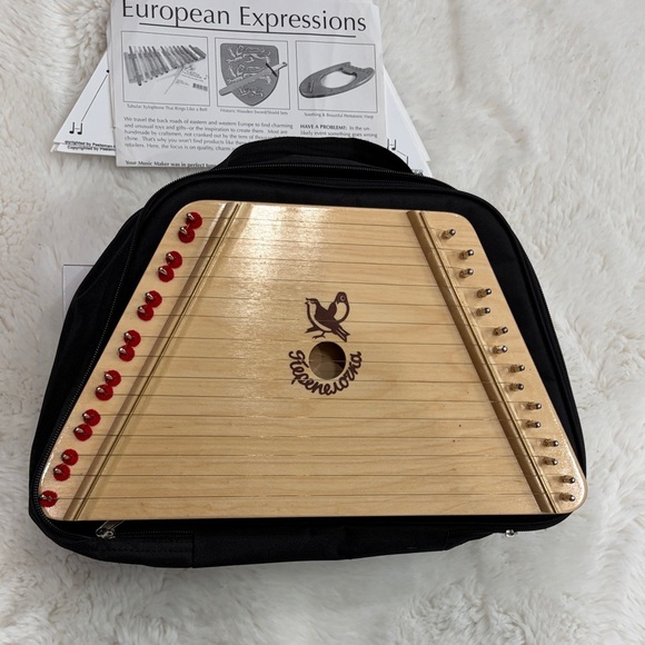 European Expressions Other - European Expressions Style Lap Harp in Natural Wood with Red Tuning Pins